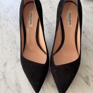 Giorgio Armani Classic Black Suede Heels
